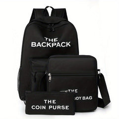 3pcs Large Capacity Backpack Shoulder Bag Clutch Purse Set