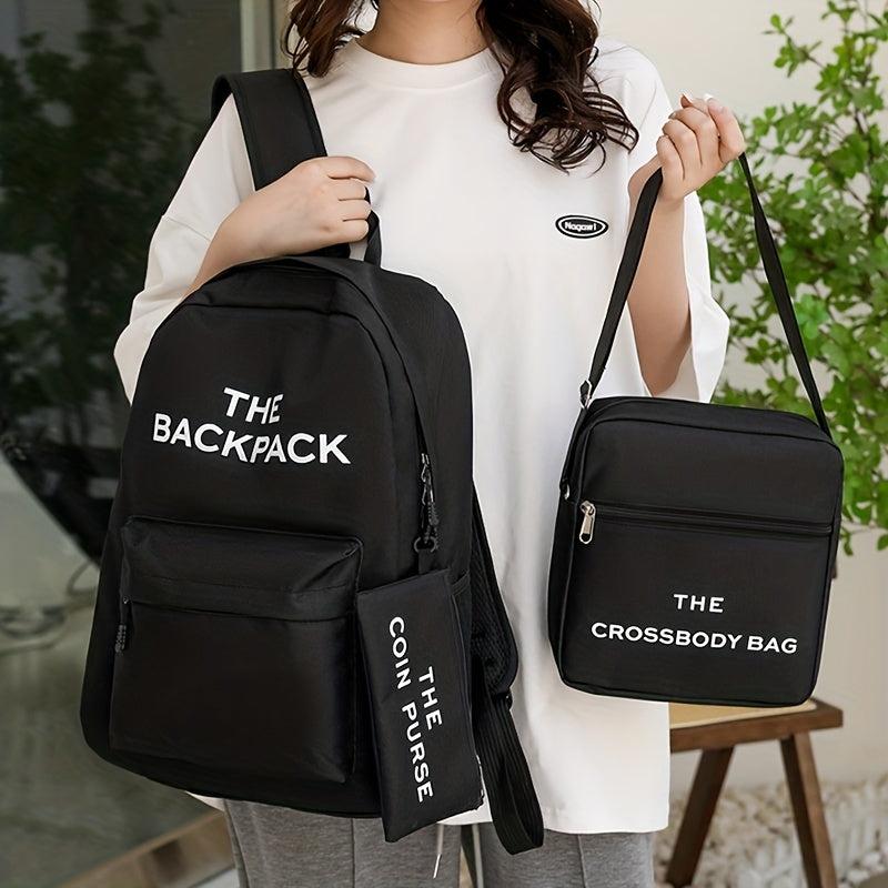 3pcs Large Capacity Backpack Shoulder Bag Clutch Purse Set