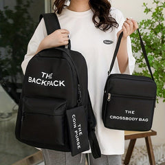 3pcs Large Capacity Backpack Shoulder Bag Clutch Purse Set