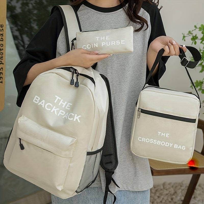 3pcs Large Capacity Backpack Shoulder Bag Clutch Purse Set