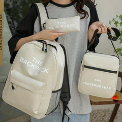 3pcs Large Capacity Backpack Shoulder Bag Clutch Purse Set
