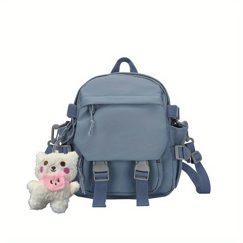Bear Pendant Backpack Nylon Waterproof Lightweight School Travel Bag