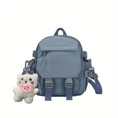 Bear Pendant Backpack Nylon Waterproof Lightweight School Travel Bag