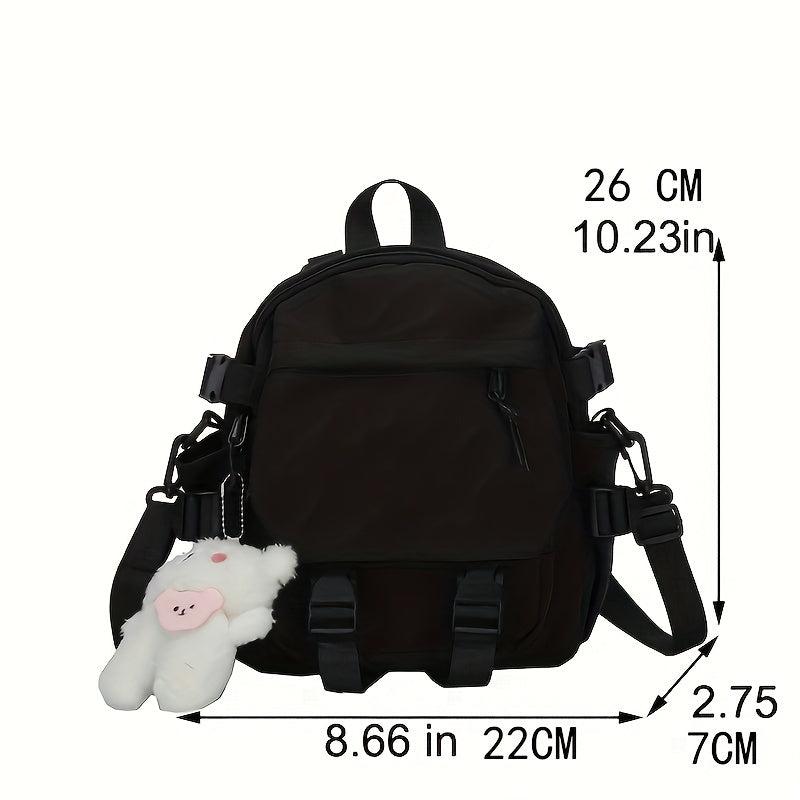 Bear Pendant Backpack Nylon Waterproof Lightweight School Travel Bag
