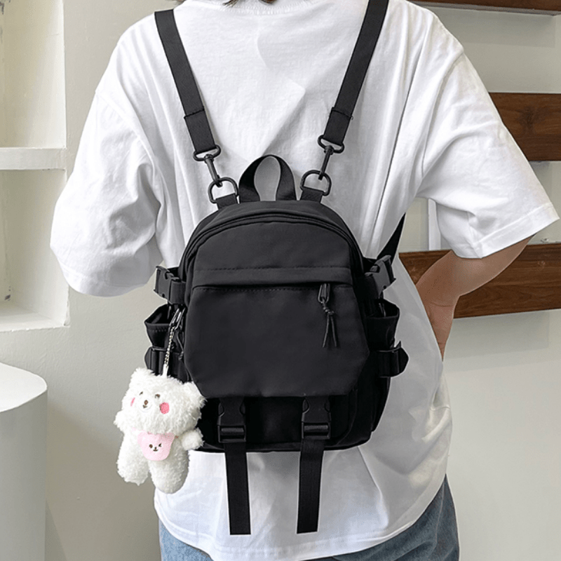 Bear Pendant Backpack Nylon Waterproof Lightweight School Travel Bag
