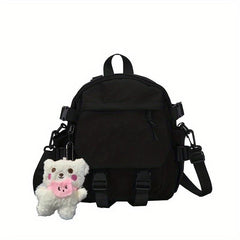 Bear Pendant Backpack Nylon Waterproof Lightweight School Travel Bag