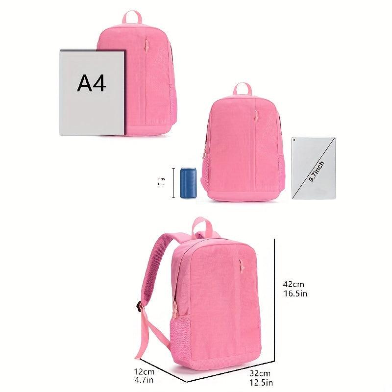 Minimalist Solid Backpack All Match Zipper Storage Bag