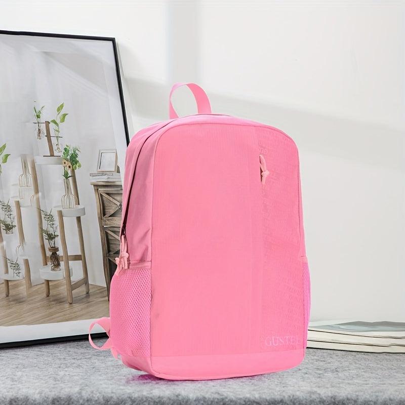 Minimalist Solid Backpack All Match Zipper Storage Bag