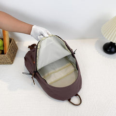 Minimalist Solid Backpack Zipper Versatile School Bag Women's