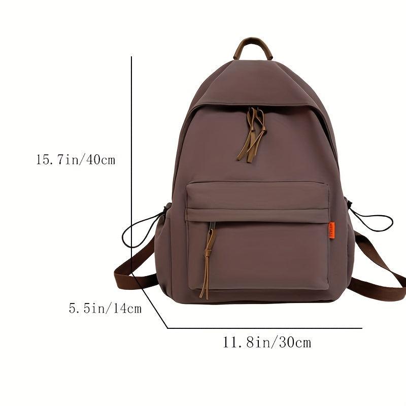 Minimalist Solid Backpack Zipper Versatile School Bag Women's