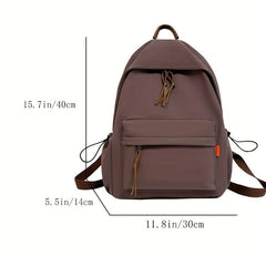 Minimalist Solid Backpack Zipper Versatile School Bag Women's