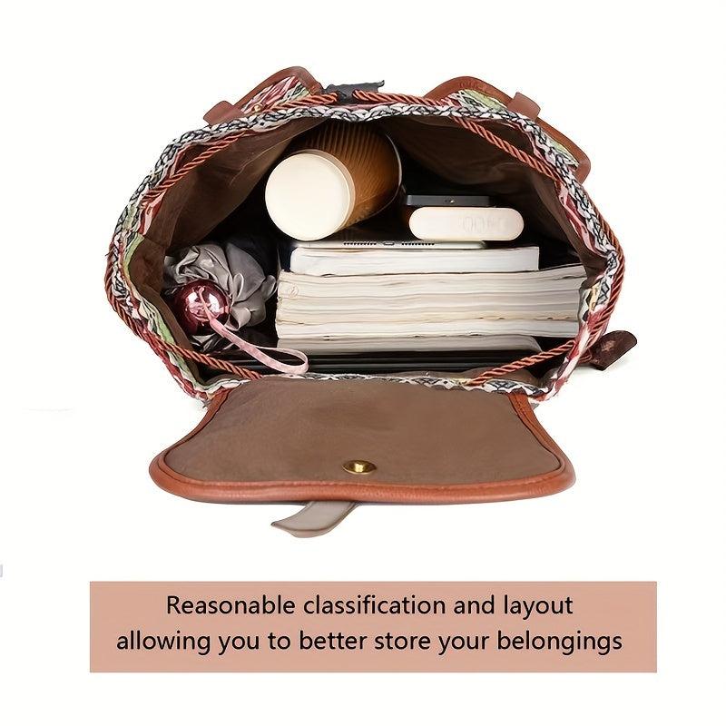 Vintage Canvas Argyle Pattern Flap Backpack for Women