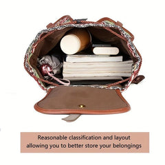 Vintage Canvas Argyle Pattern Flap Backpack for Women