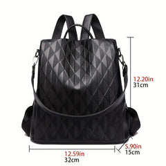Classic Minimalist Backpack Solid Argyle Pattern Storage Travel Bag