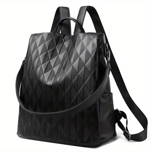 Classic Minimalist Backpack Solid Argyle Pattern Storage Travel Bag