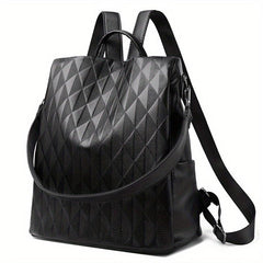 Classic Minimalist Backpack Solid Argyle Pattern Storage Travel Bag
