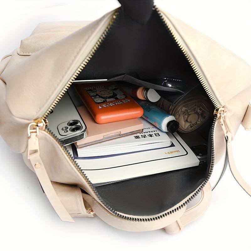 Large Capacity PU Leather School Backpack