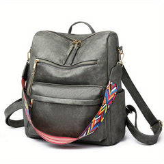 Large Capacity PU Leather School Backpack
