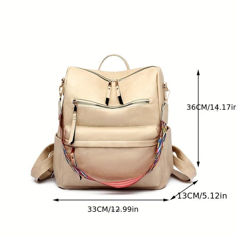 Large Capacity PU Leather School Backpack