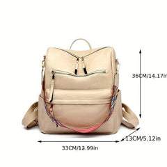 Large Capacity PU Leather School Backpack