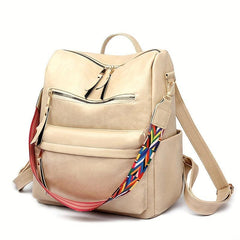 Large Capacity PU Leather School Backpack