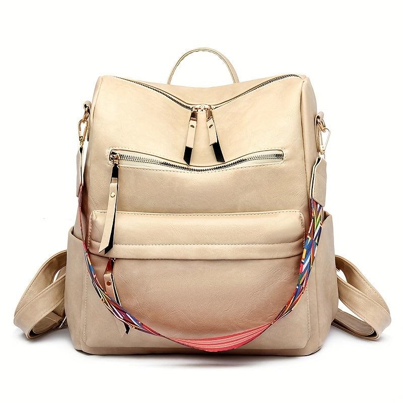 Large Capacity PU Leather School Backpack