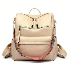 Large Capacity PU Leather School Backpack