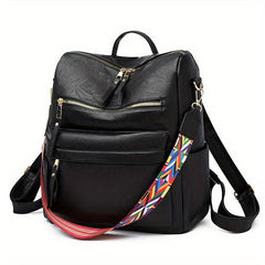 Large Capacity PU Leather School Backpack