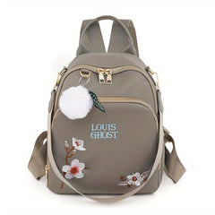 Floral Embroidery Backpack Purse Nylon Shoulder Bag Travel Daypack 10x9 Inch