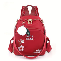 Floral Embroidery Backpack Purse Nylon Shoulder Bag Travel Daypack 10x9 Inch