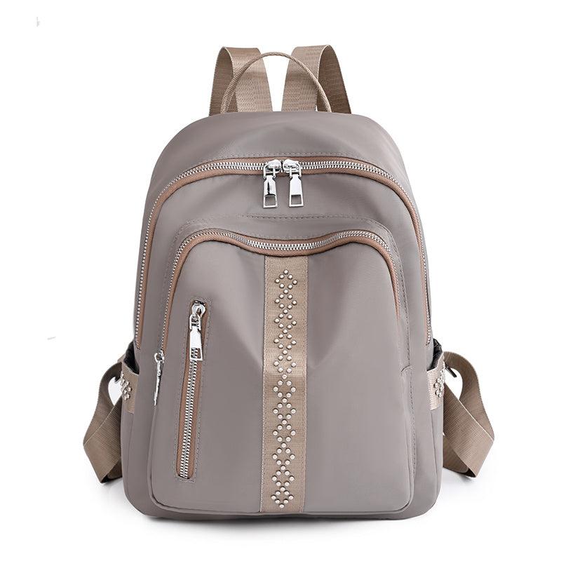 Studded Decor Backpack Women's Travel Nylon Bookbag