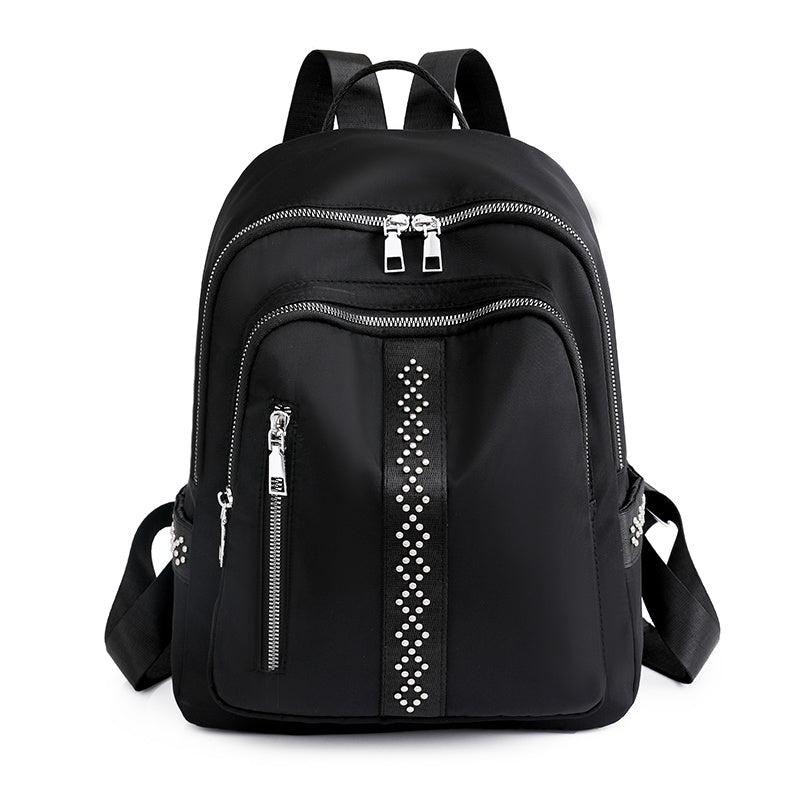 Studded Decor Backpack Women's Travel Nylon Bookbag