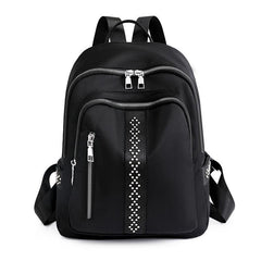 Studded Decor Backpack Women's Travel Nylon Bookbag
