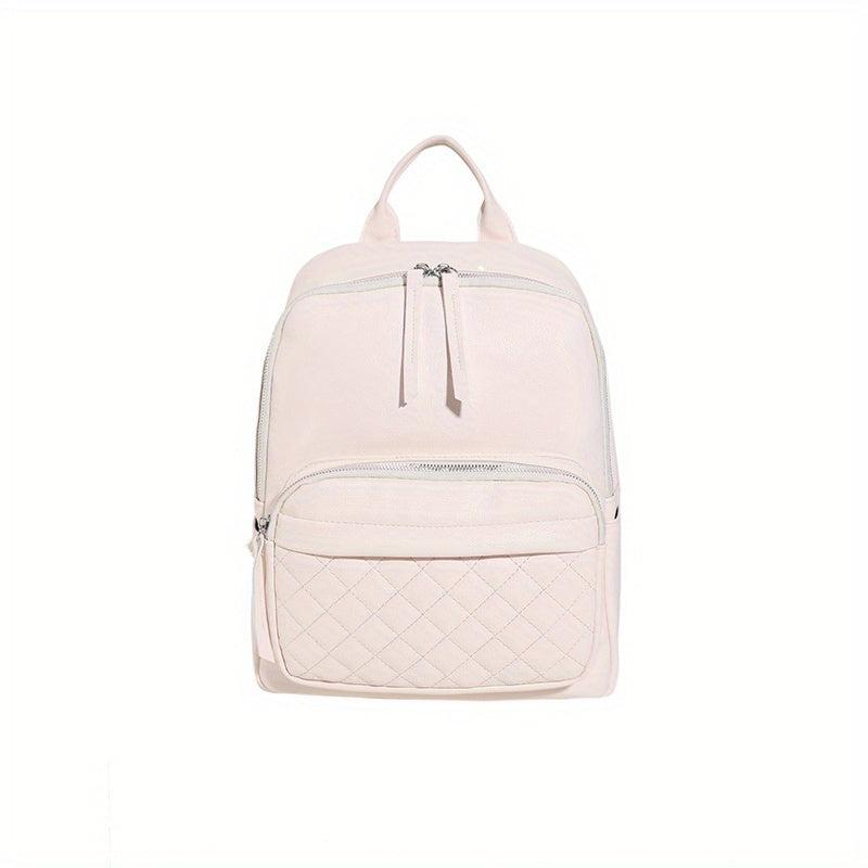 Argyle Quilted Backpack PU Leather Schoolbag Work & Travel