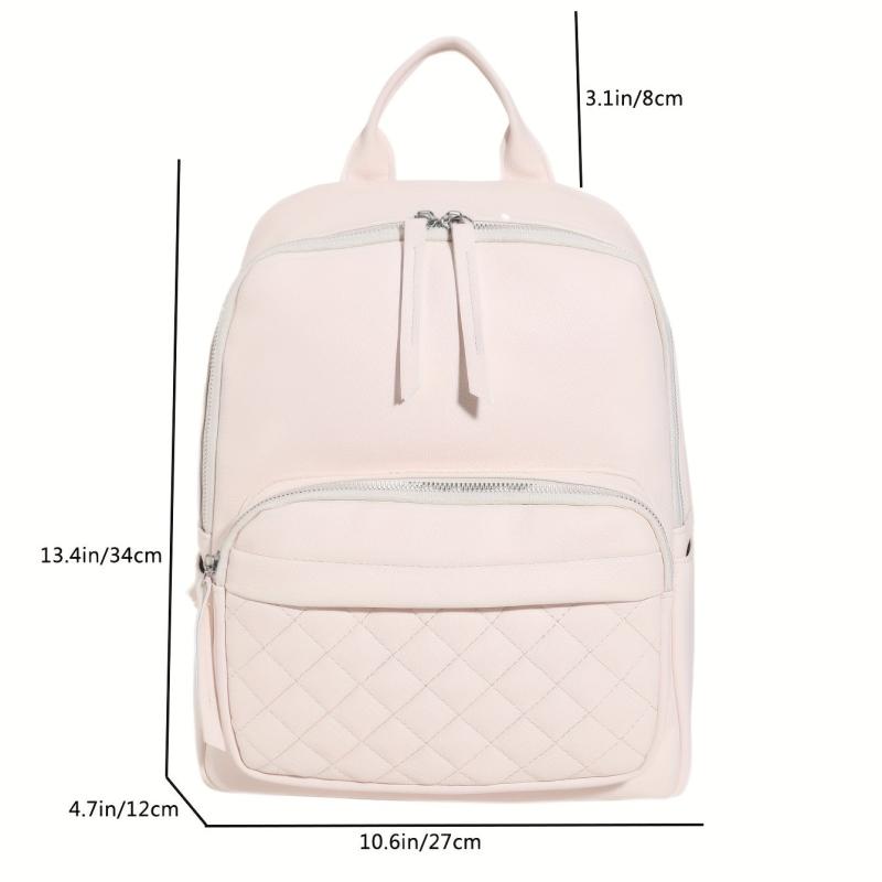 Argyle Quilted Backpack PU Leather Schoolbag Work & Travel