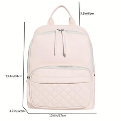 Argyle Quilted Backpack PU Leather Schoolbag Work & Travel