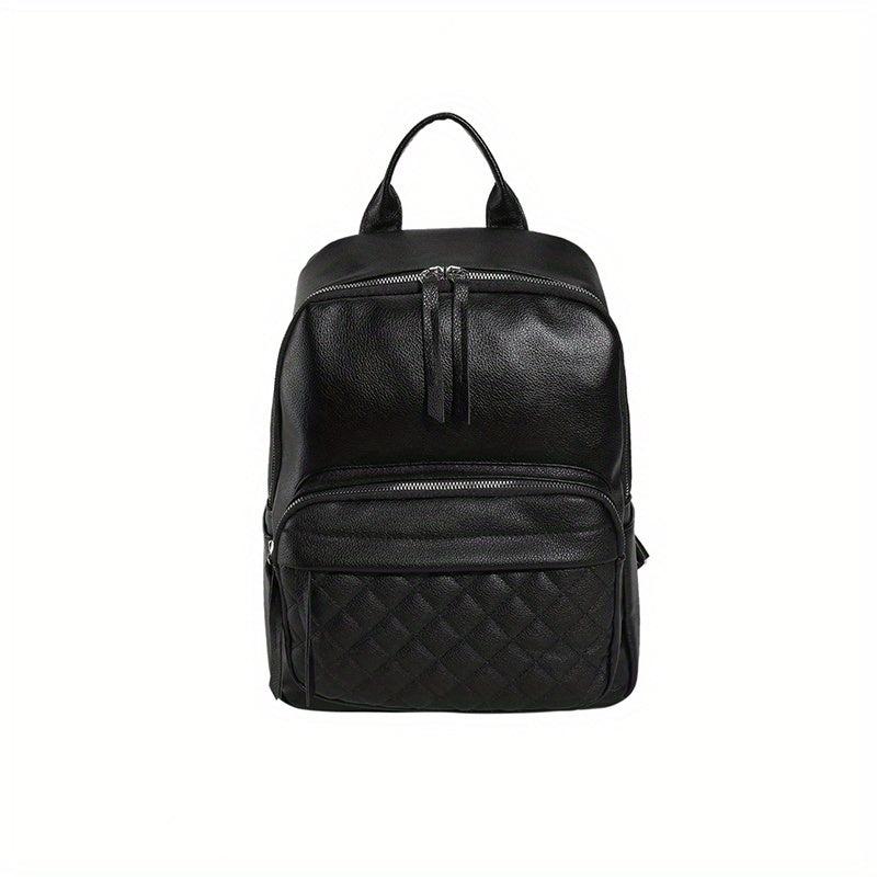 Argyle Quilted Backpack PU Leather Schoolbag Work & Travel