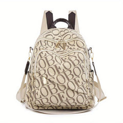 Vintage Letter Printed Backpack PU Leather Casual Travel Bag