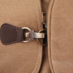 Vintage Canvas Flap Backpack School Bag Drawstring Daypack