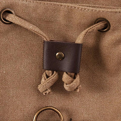 Vintage Canvas Flap Backpack School Bag Drawstring Daypack