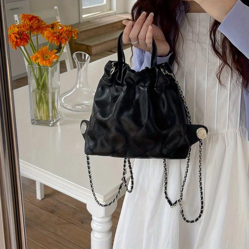 Minimalist Drawstring Storage Backpack Solid Shoulder Bag