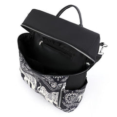 Elephant Graphic Backpack Purse Ethnic Style Nylon Bookbag Convertible