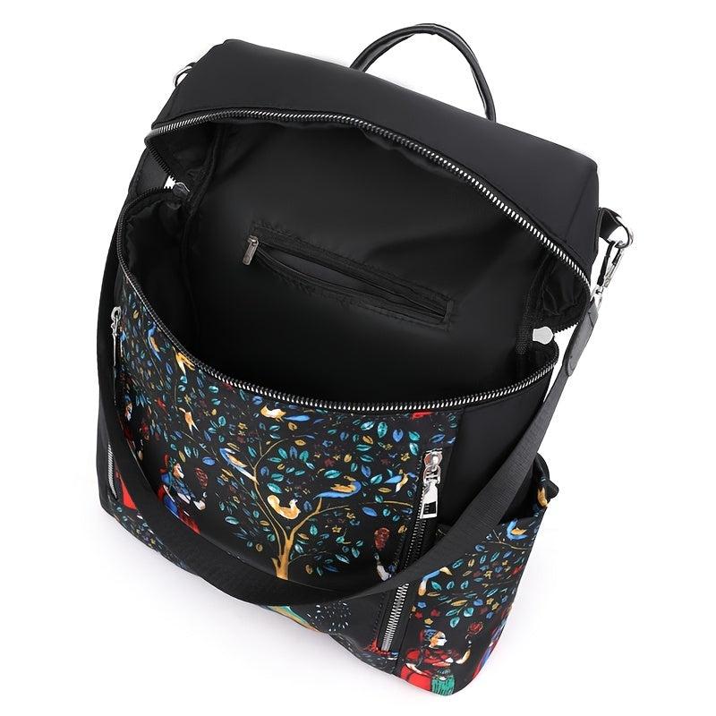 Elephant Graphic Backpack Purse Ethnic Style Nylon Bookbag Convertible