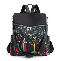 Elephant Graphic Backpack Purse Ethnic Style Nylon Bookbag Convertible