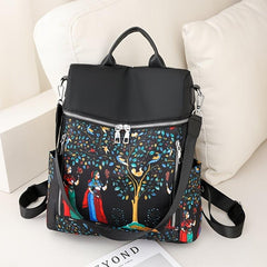 Elephant Graphic Backpack Purse Ethnic Style Nylon Bookbag Convertible