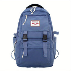Letter Patch Decor Backpack Preppy Style Lightweight Travel Bookbag