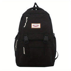 Letter Patch Decor Backpack Preppy Style Lightweight Travel Bookbag