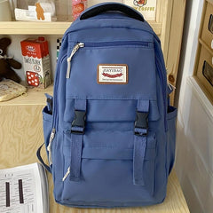 Letter Patch Decor Backpack Preppy Style Lightweight Travel Bookbag