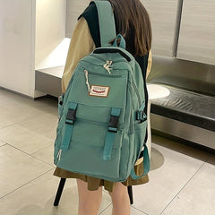 Letter Patch Decor Backpack Preppy Style Lightweight Travel Bookbag