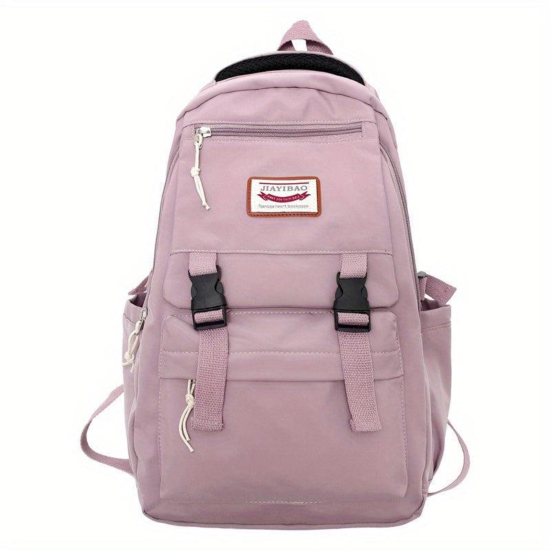 Letter Patch Decor Backpack Preppy Style Lightweight Travel Bookbag